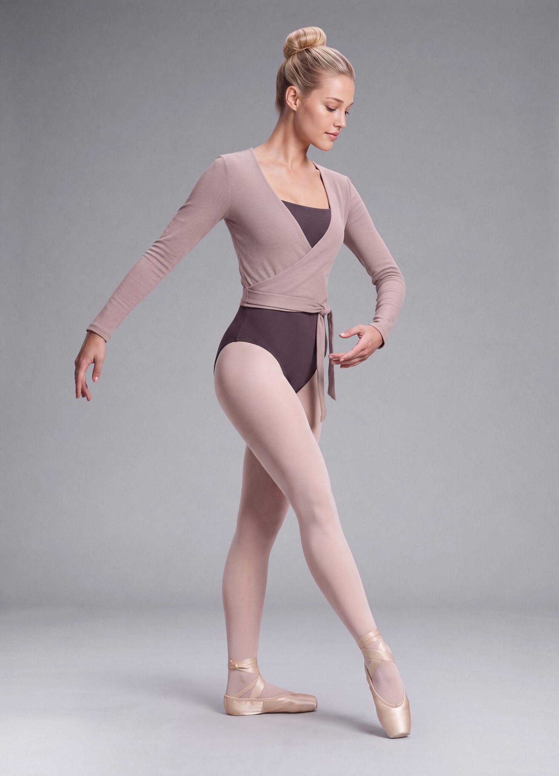 Mauve breathable stretch bodysuit with wide neckline ALTAVIA STUDIO