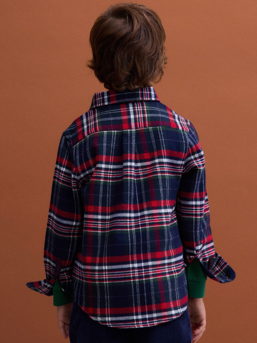Blue and green checked pure cotton shirt_2