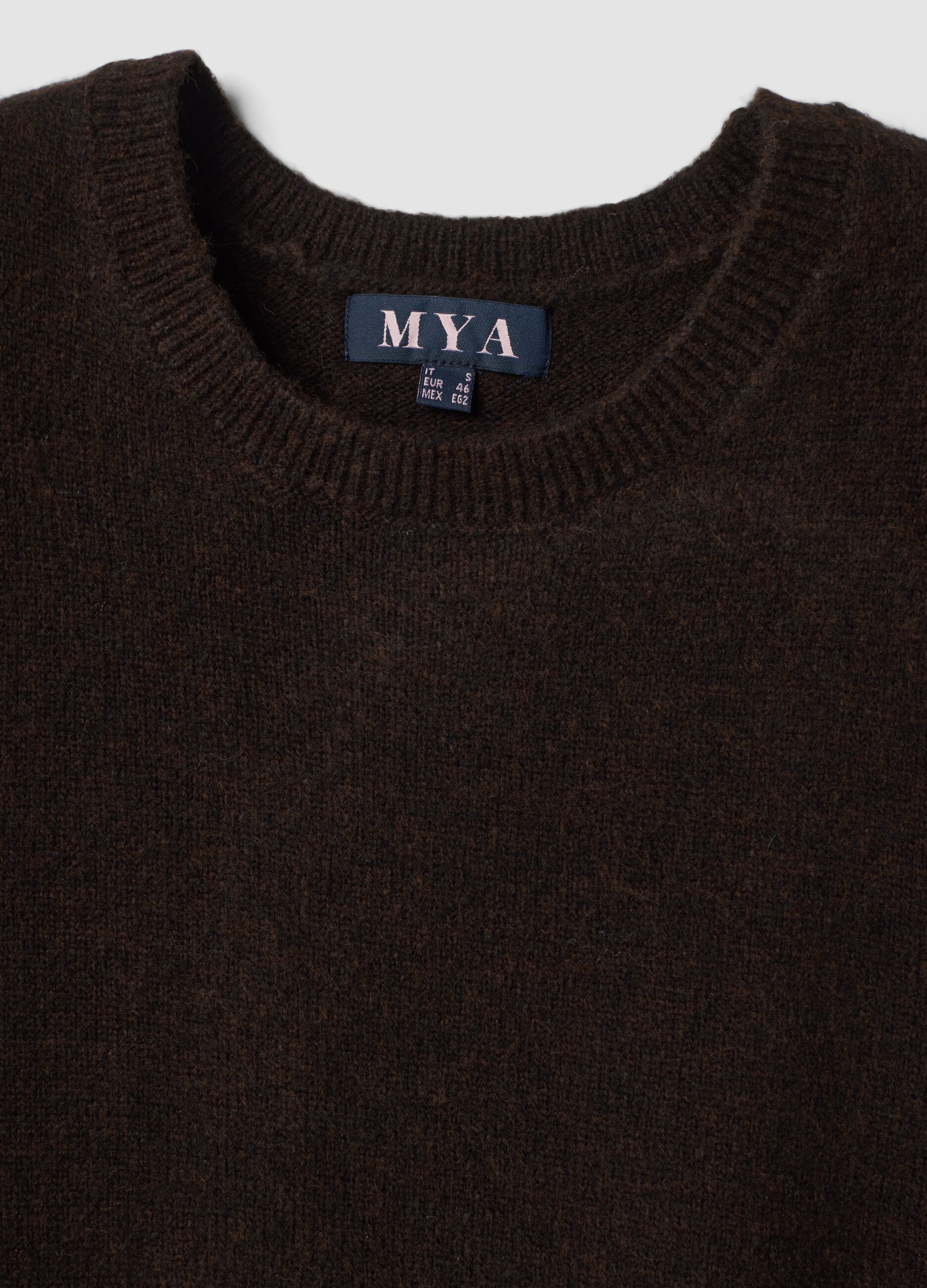 Brown wool-blend crew-neck gilet