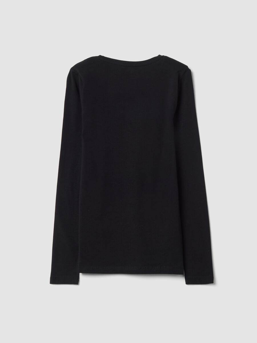 Maglia nera in cotone organico elasticizzato girocollo_2