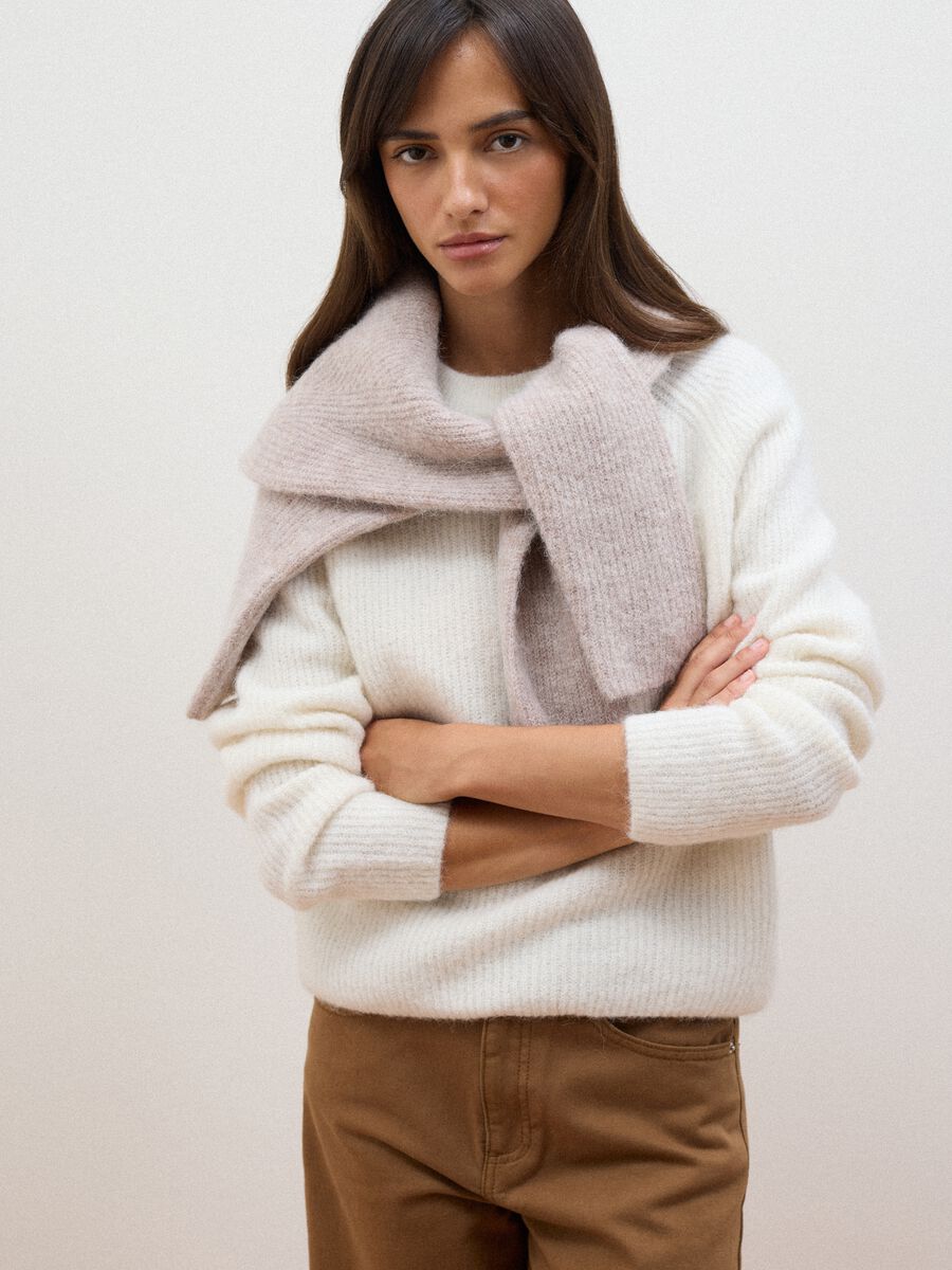 White Alpaca and Stretch Wool Crew-Neck Jumper_0