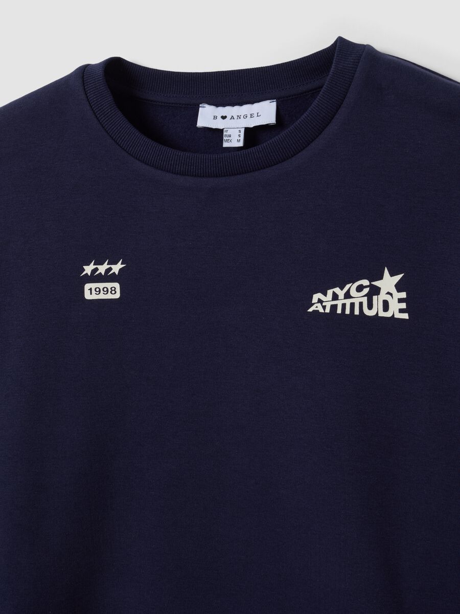 Blue cotton-blend crew-neck sweatshirt with print_6