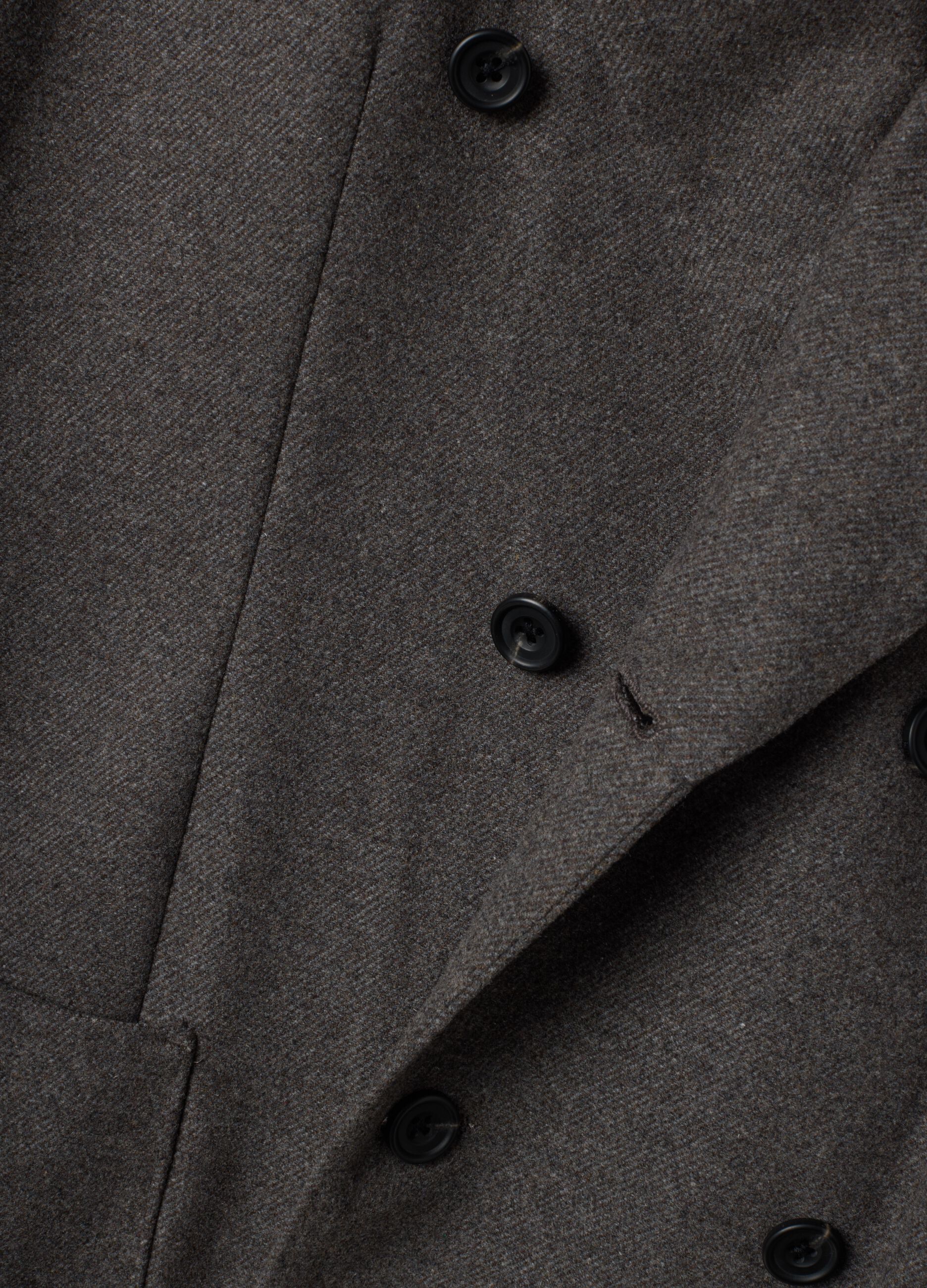 Blazer grigio taupe in flanella di misto lana e viscosa regular fit