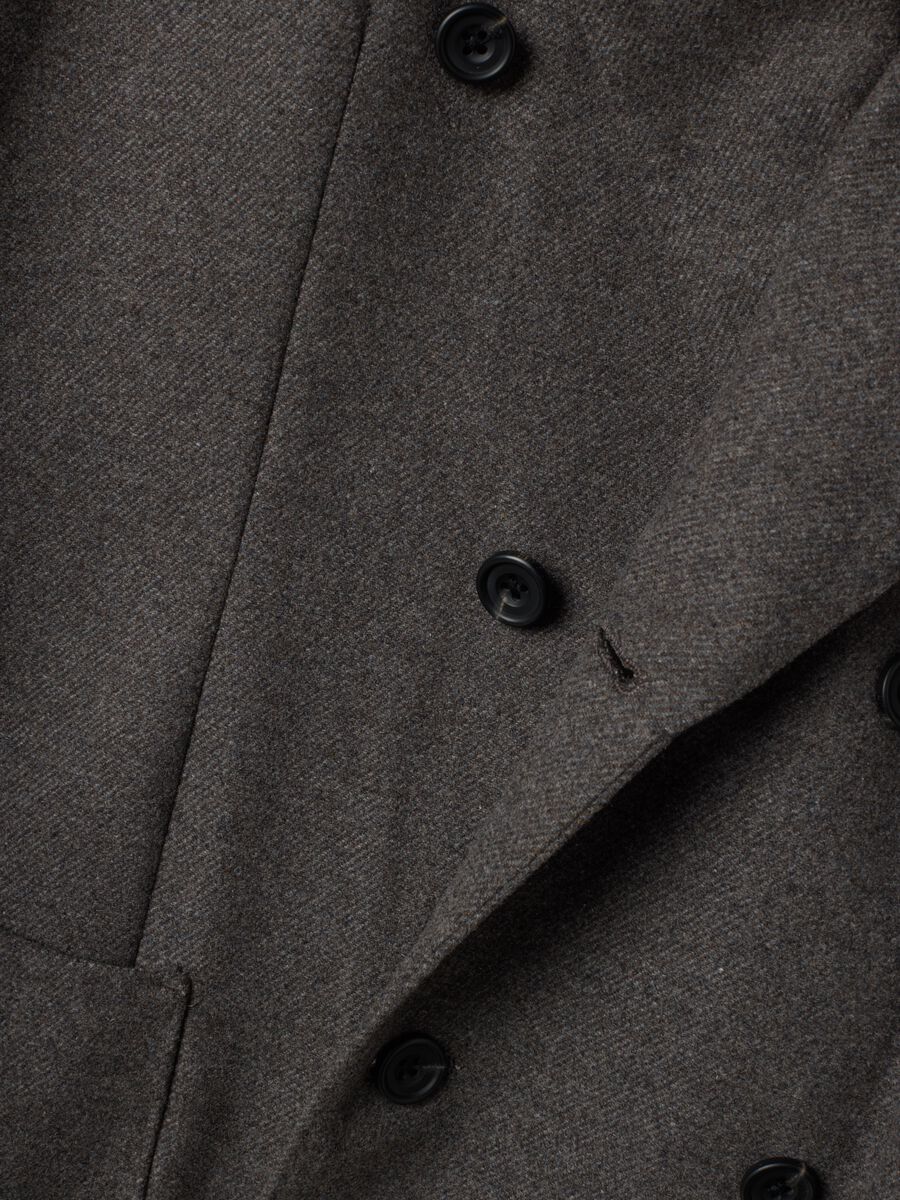 Blazer grigio taupe in flanella di misto lana e viscosa regular fit_1