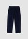 Pantaloni blu in cotone elasticizzato a coste con vita elasticizzata_4