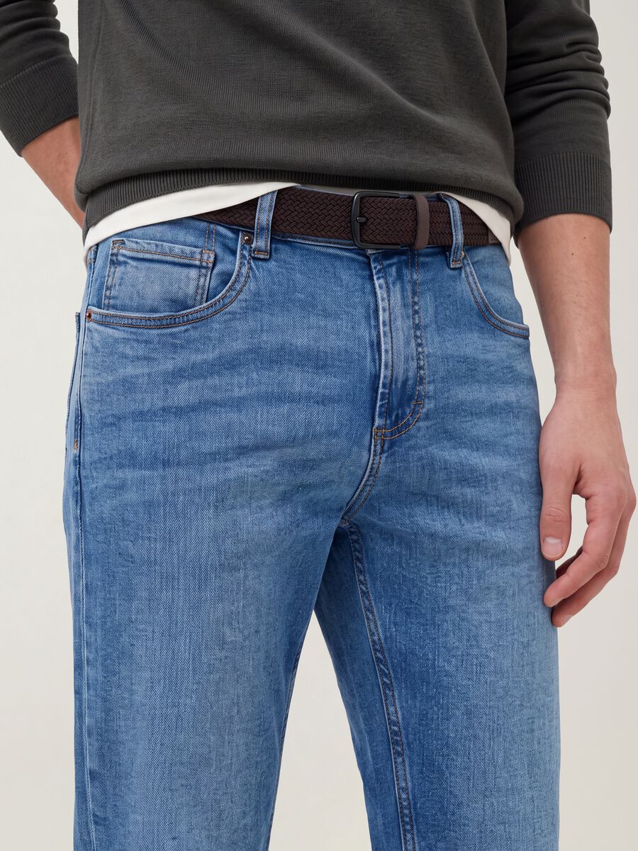 Blue stretch-cotton denim jeans, regular fit_3