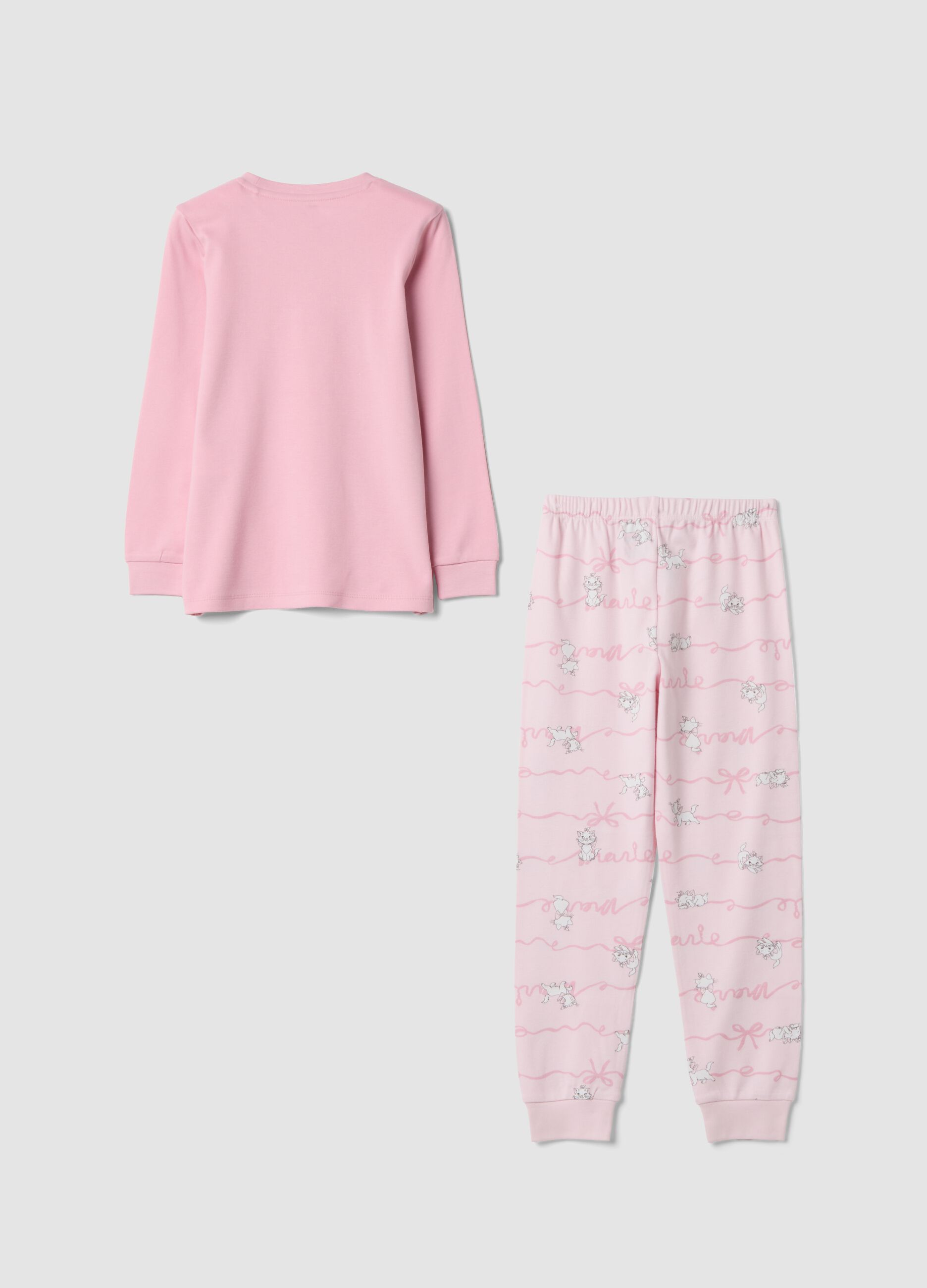 Pink organic cotton pyjamas with Aristocats print