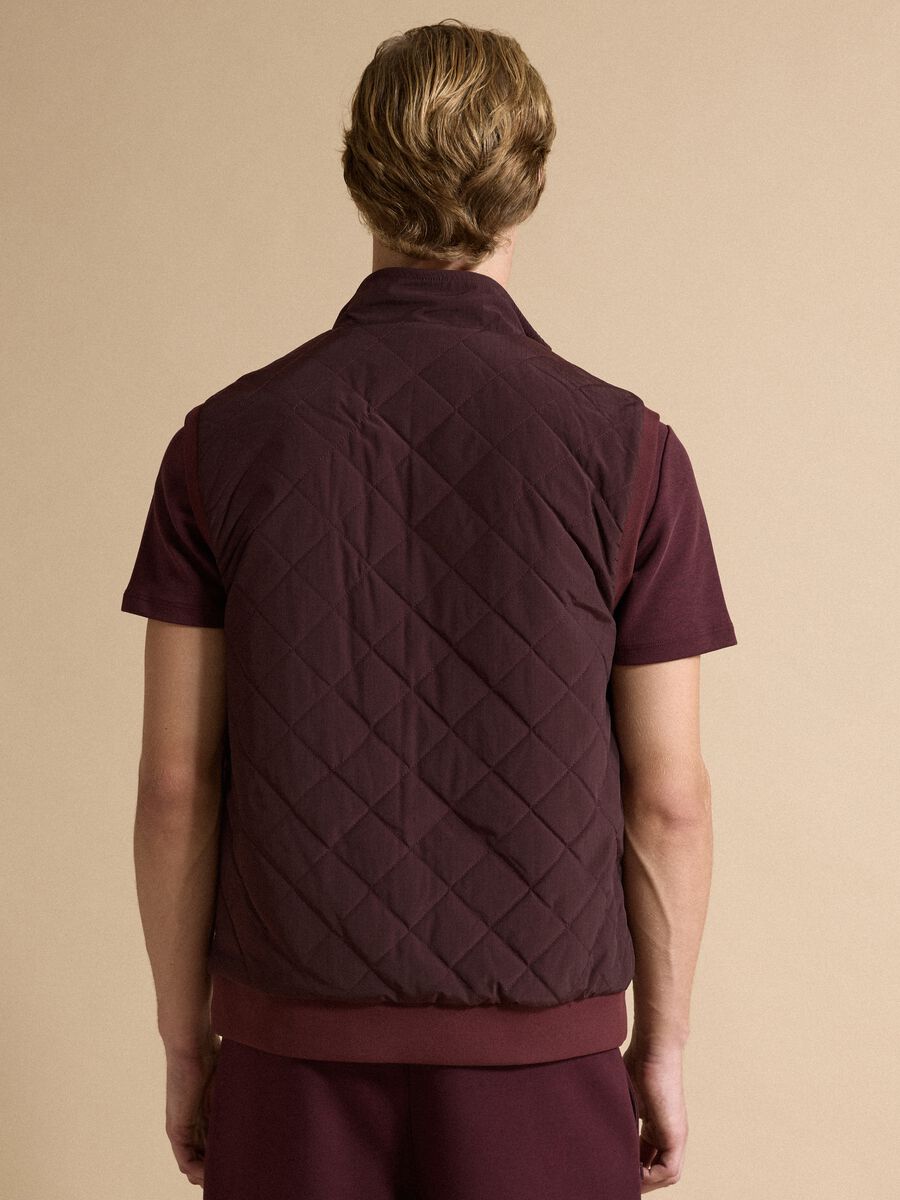 Red reversible stretch-cotton gilet with collar, regular fit_3
