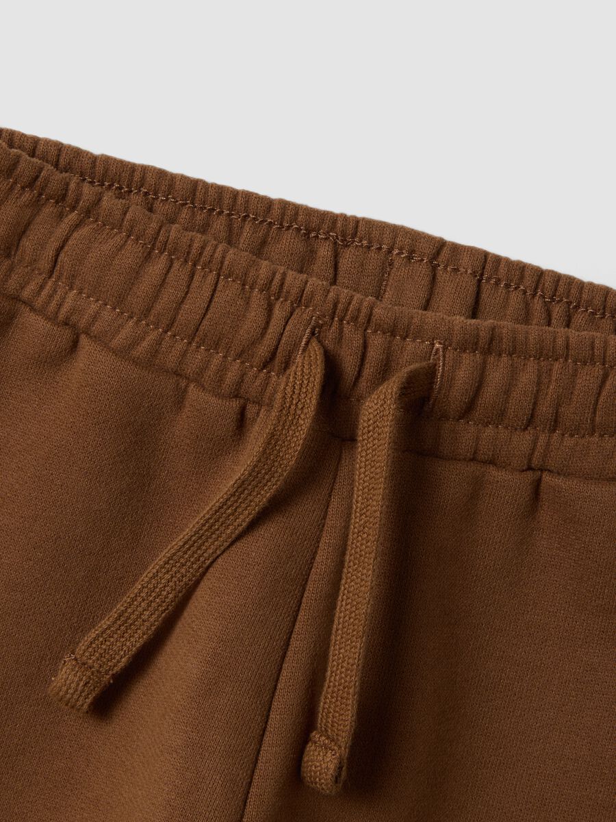Brown pure cotton over-fit joggers with teddy bear print_3