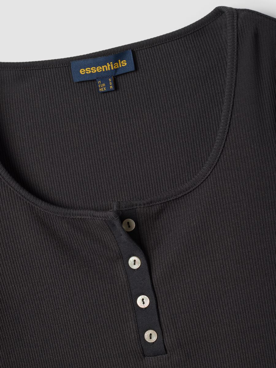 Black stretch viscose crew-neck T-shirt_1