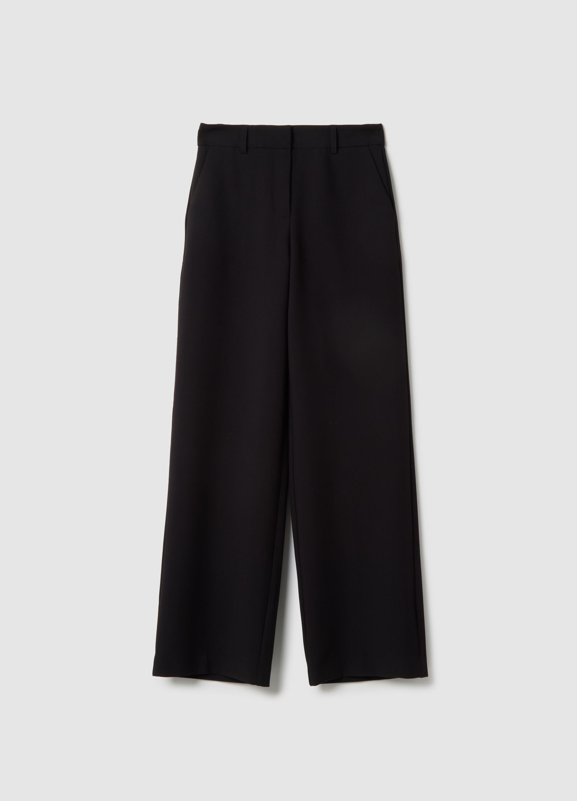 Black Straight Stretch Trousers