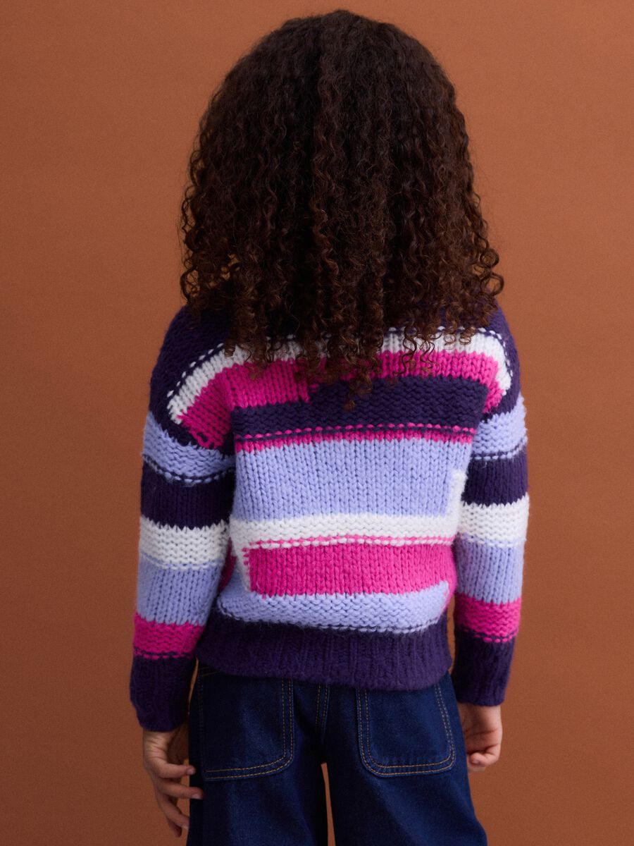 Purple striped crew-neck jumper, regular fit_2