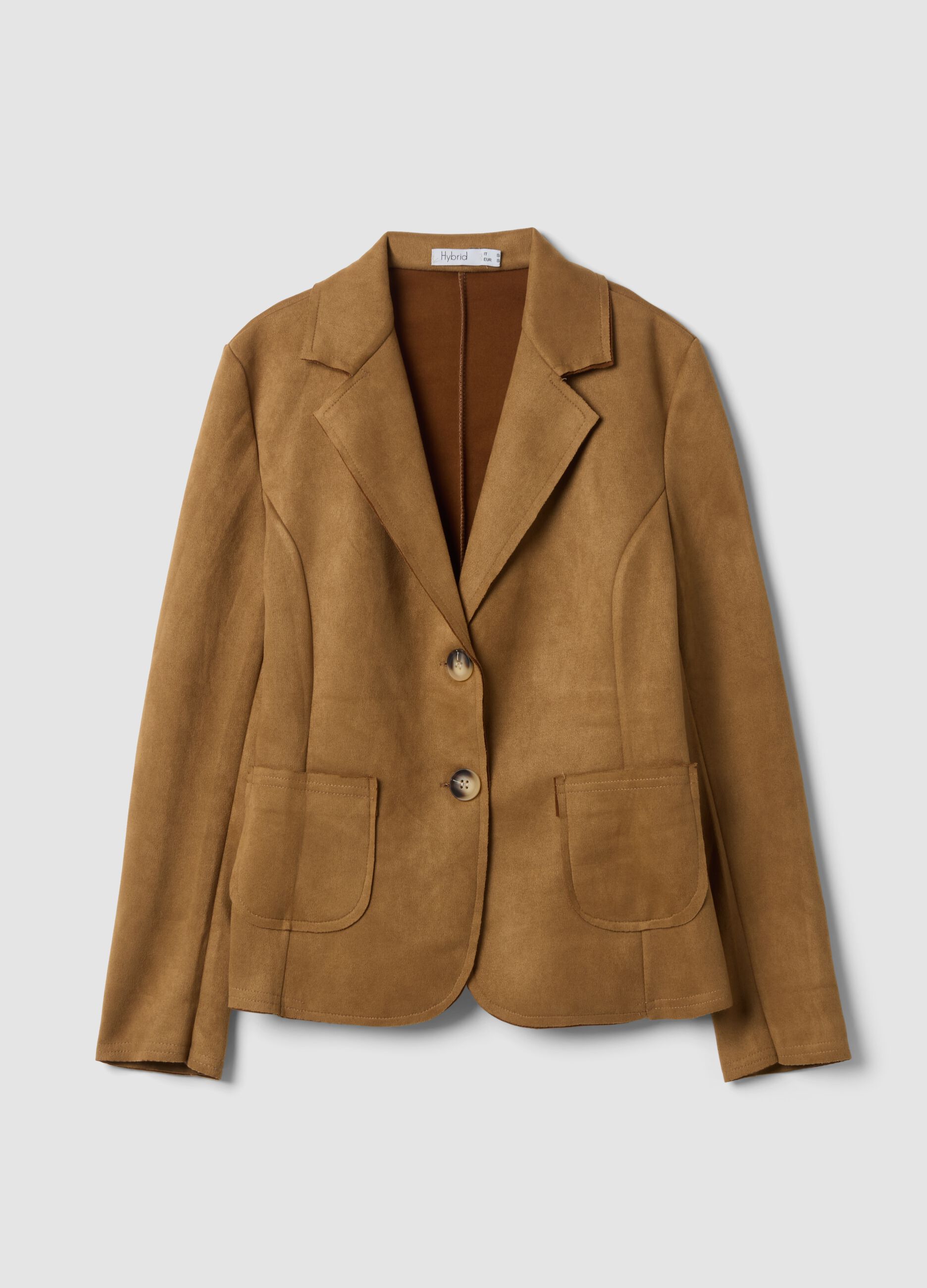 Brown regular-fit jacket with lapels and patch pockets