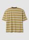 T-shirt marrone a righe in puro cotone boxy fit_6