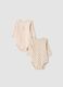 Bipack body beige in puro cotone organico con fantasia_0