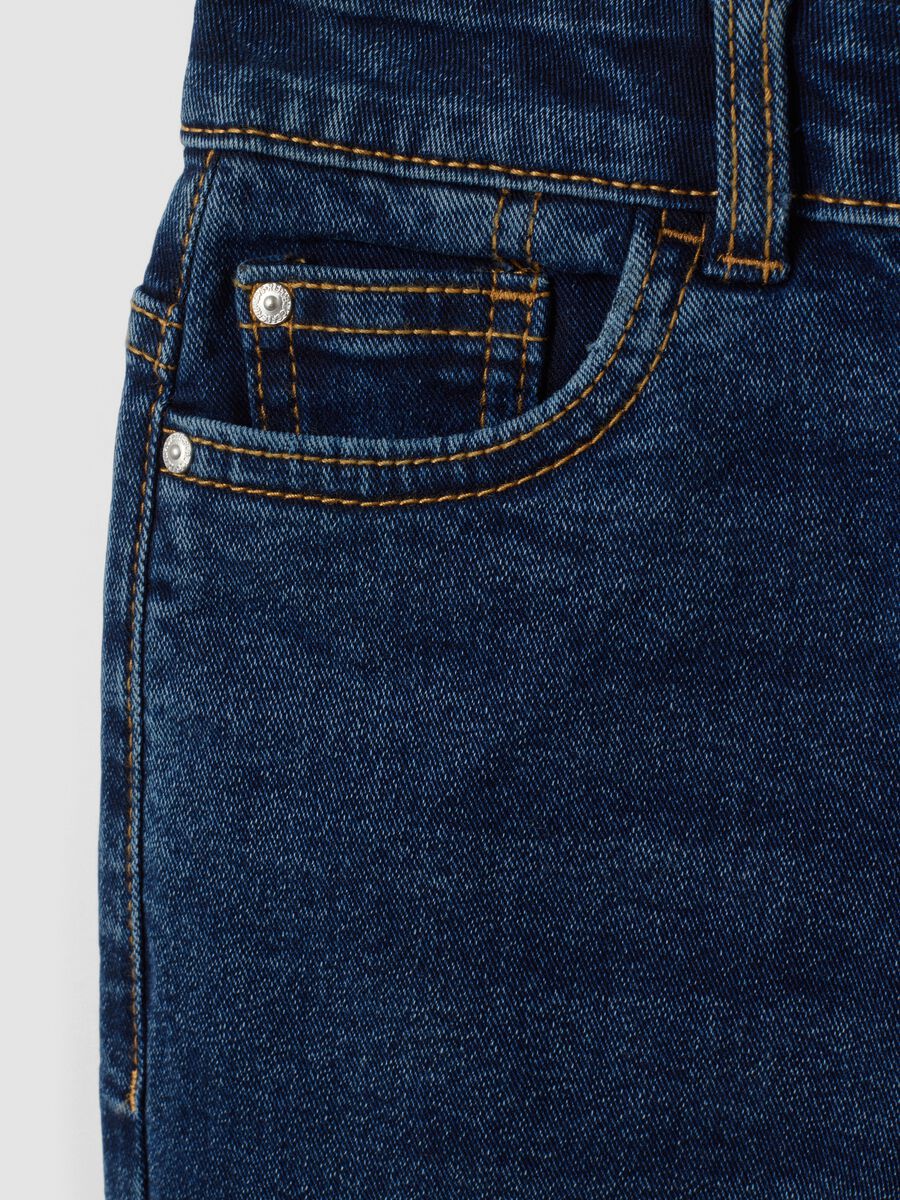 Dark blue stretch cotton straight-fit jeans for boys_3