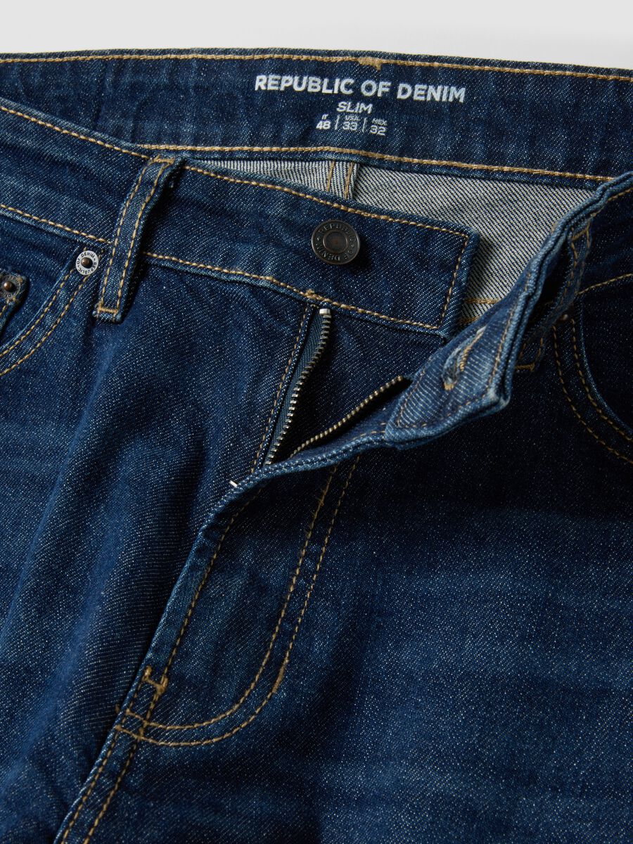 Dark-wash slim-fit stretch cotton jeans_5