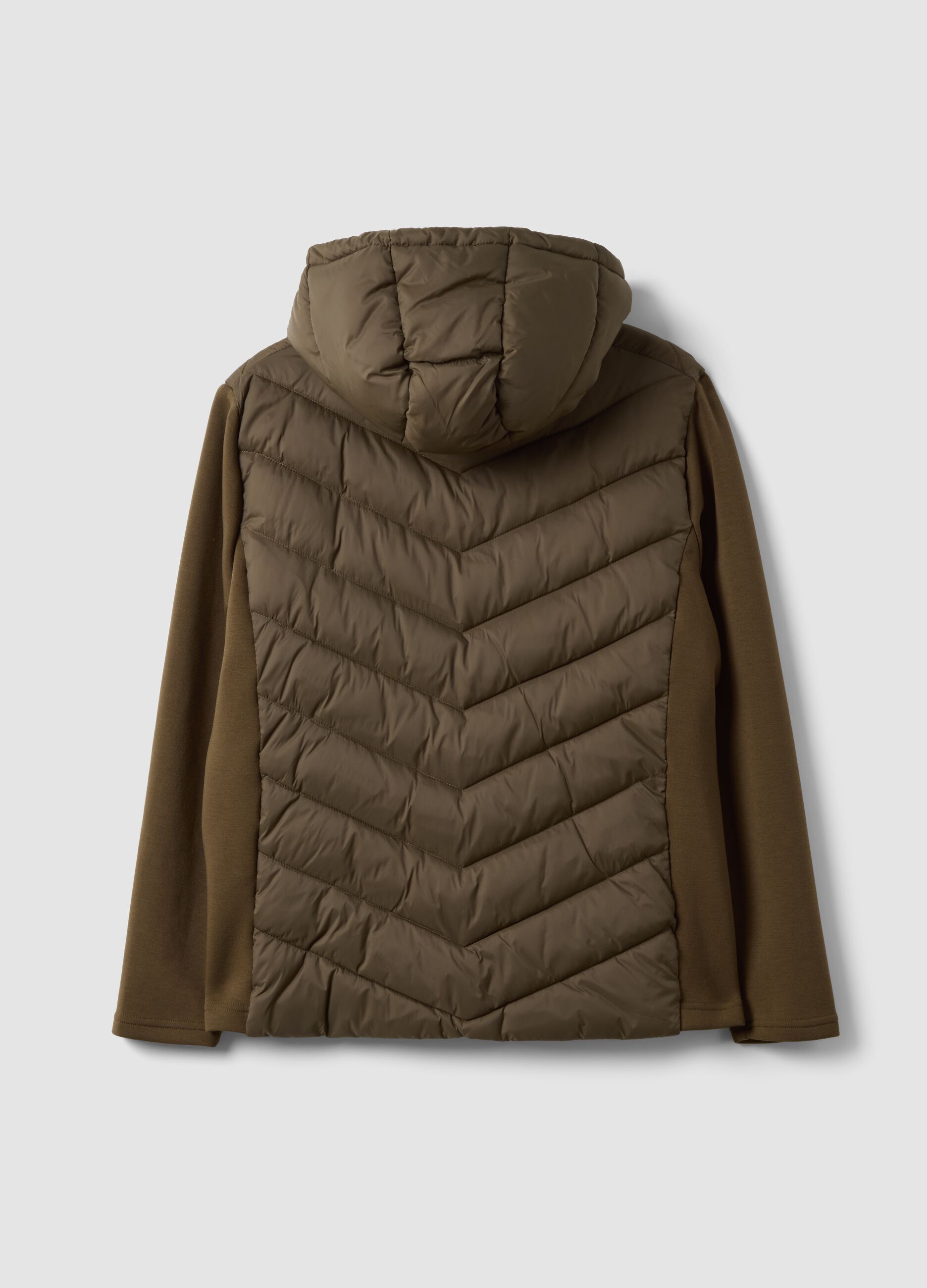 Brown regular-fit hooded zip-up jacket