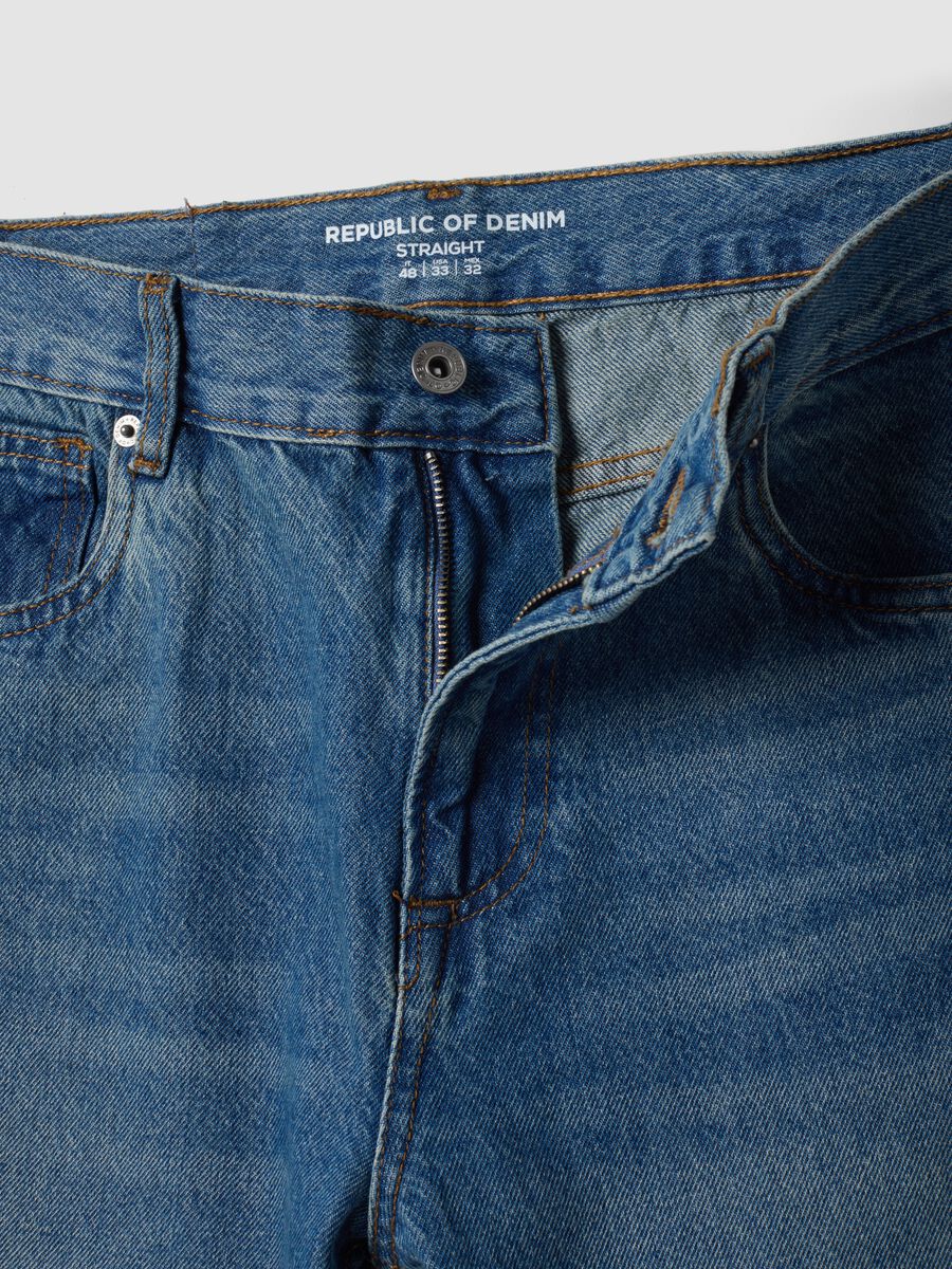 Light blue pure cotton straight-fit denim jeans_1