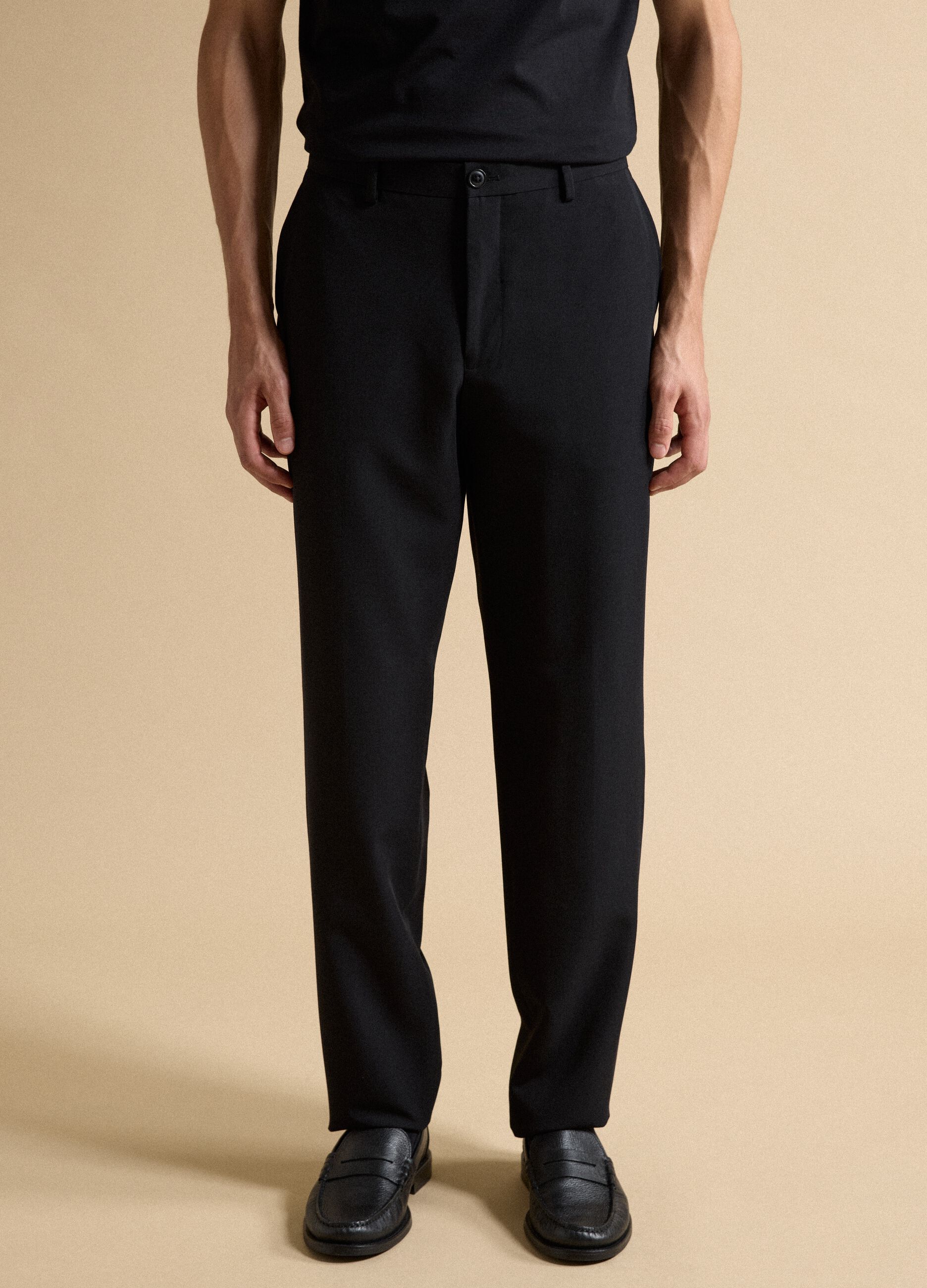 Pantaloni formali neri in viscosa elasticizzata slim fit
