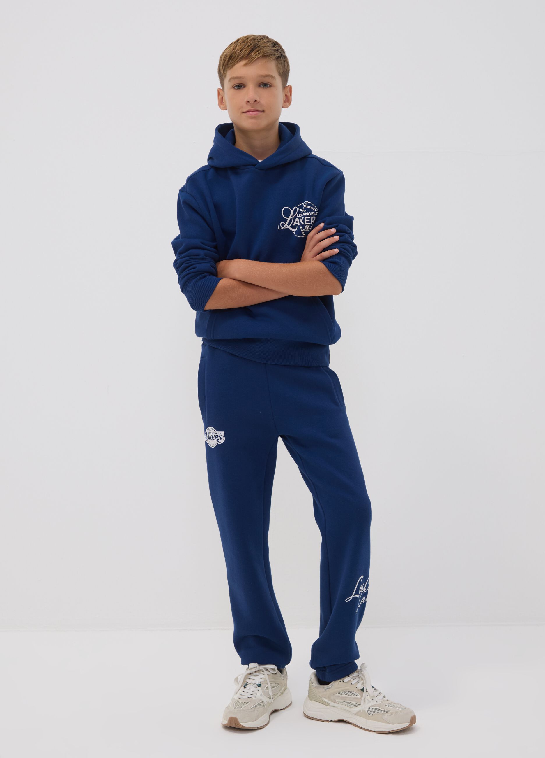 Blue regular-fit cotton-blend joggers
