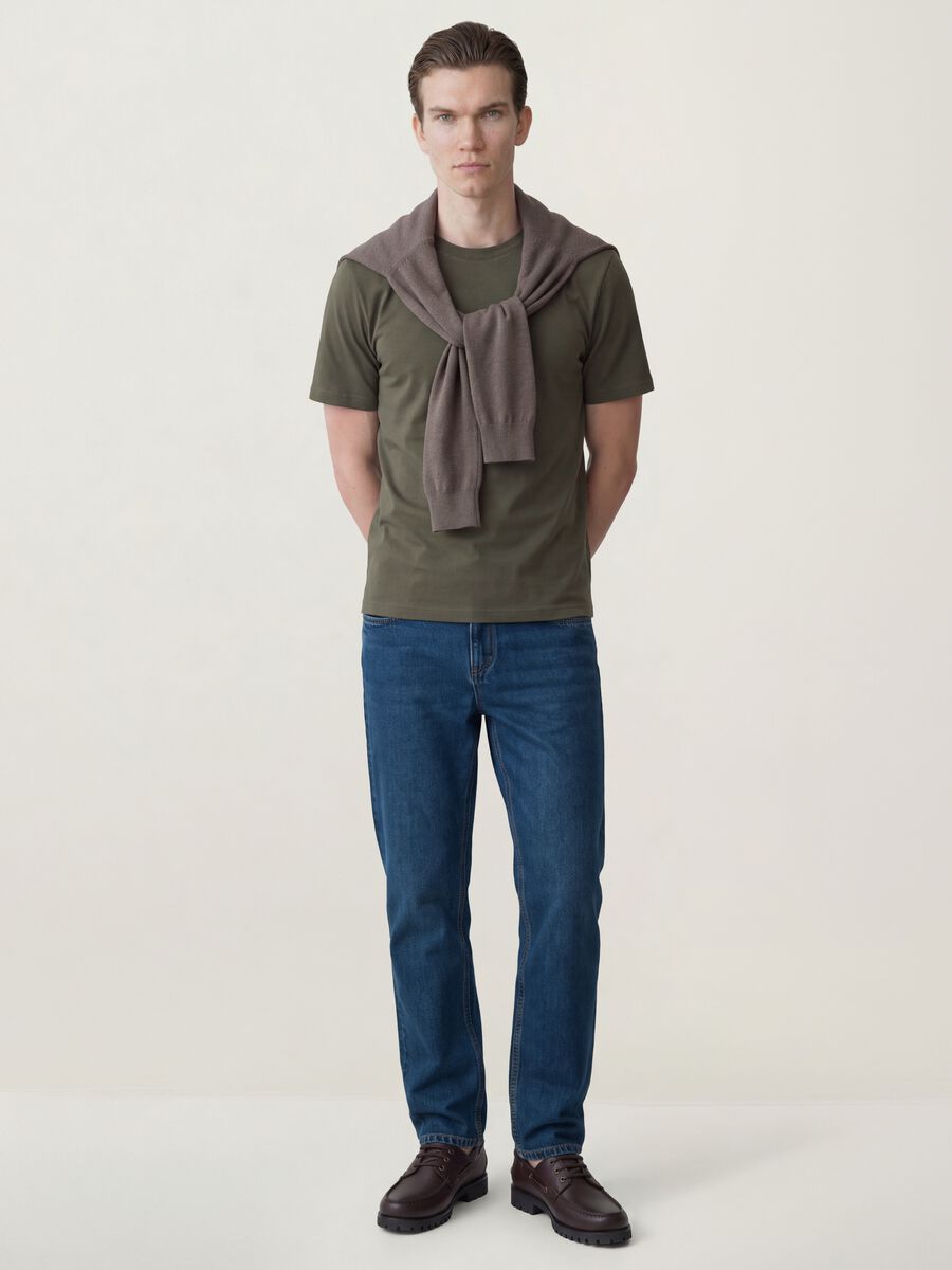 Blue denim jeans in cotton-viscose blend, regular fit_0