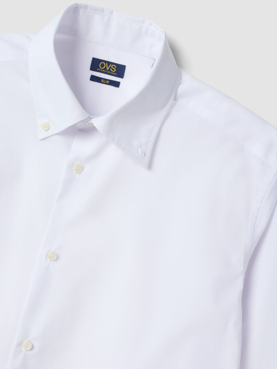 White button-down slim-fit long-sleeve Easy Iron shirt_5