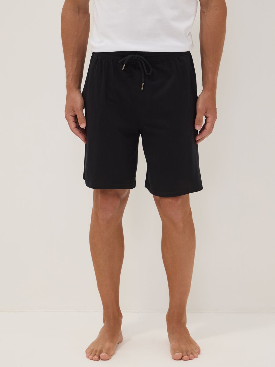 Black organic cotton pyjama shorts_1