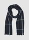 Sciarpa blu navy a quadri con frange_0