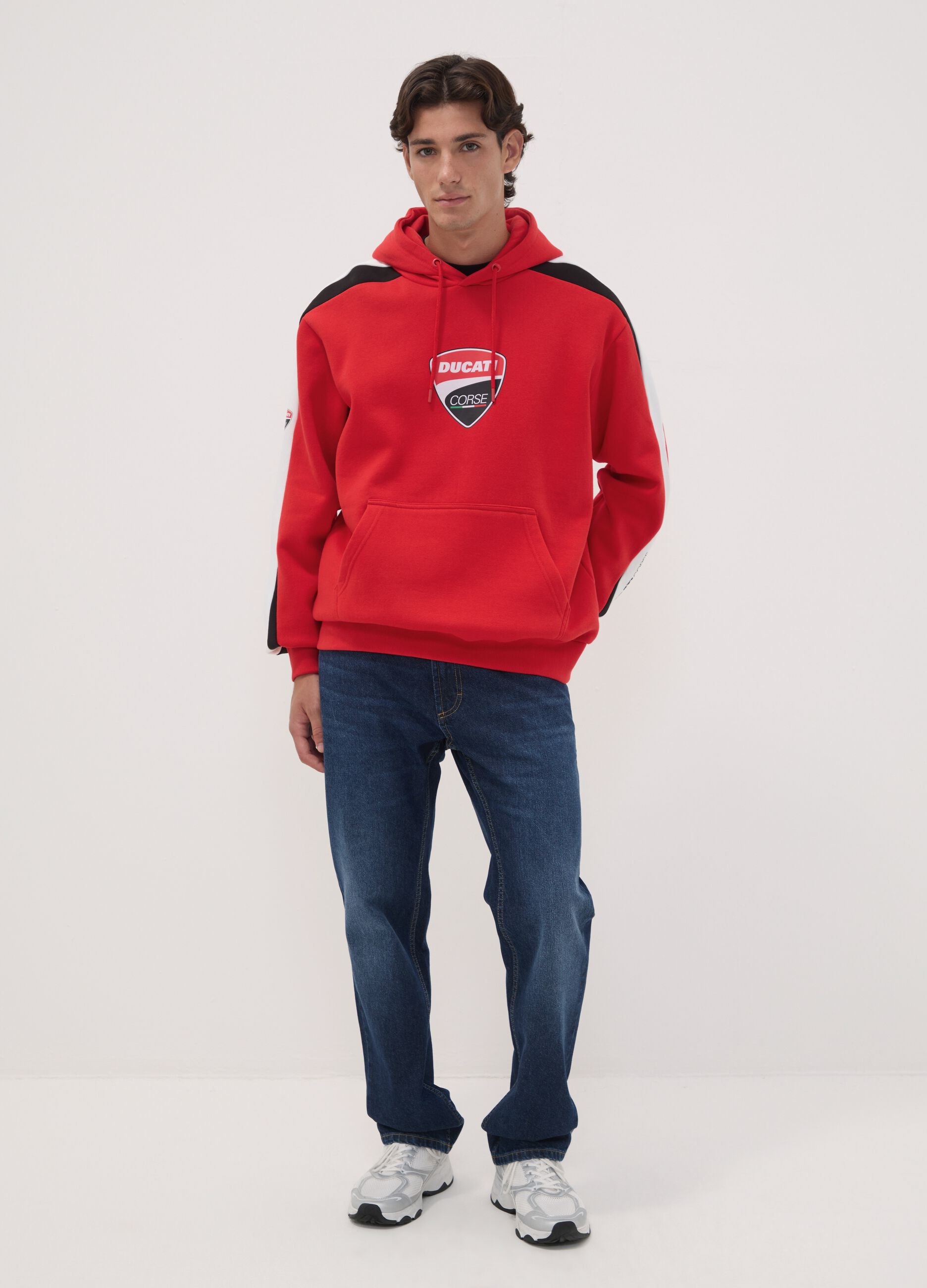 Red Ducati printed cotton-blend hoodie