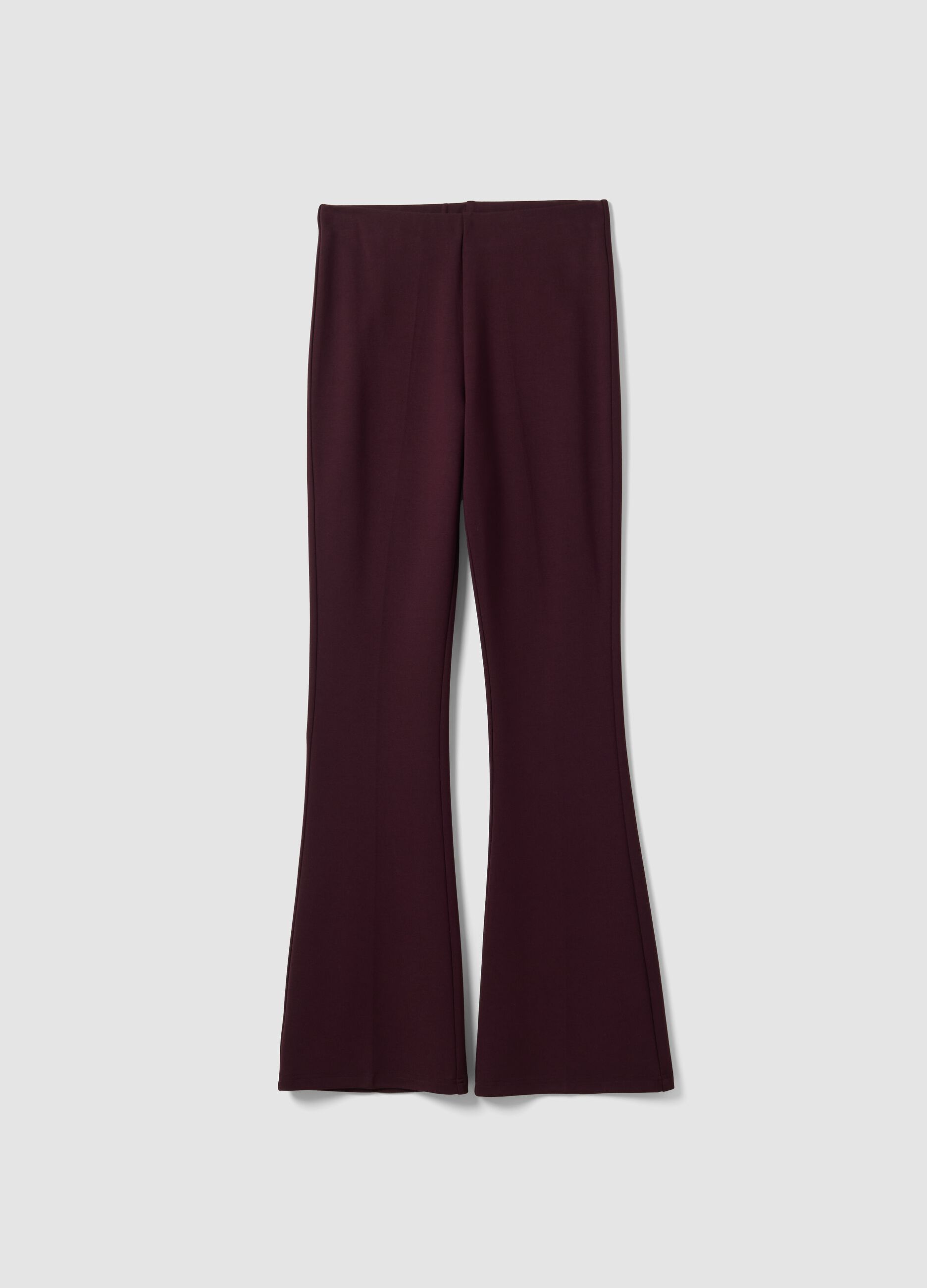 Burgundy flared leggings in stretch viscose Milano knit