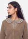 Cardigan marrone in lana elasticizzata con scollo profondo a V over fit_1