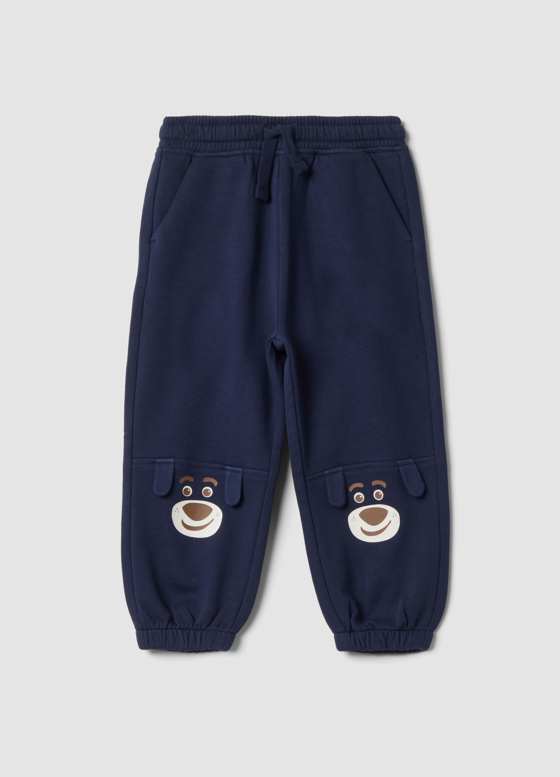 Blue cotton and viscose blend jogger trousers