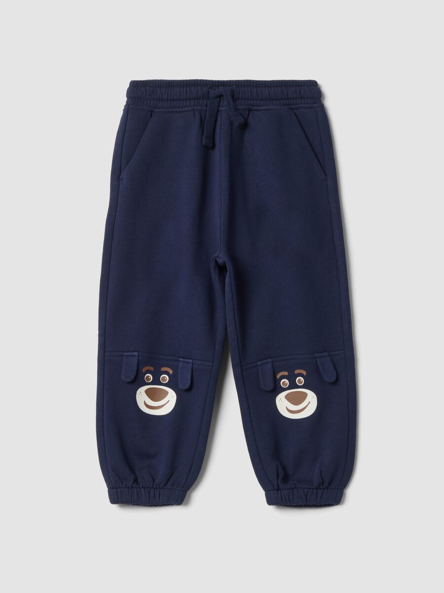 Blue cotton and viscose blend jogger trousers_0