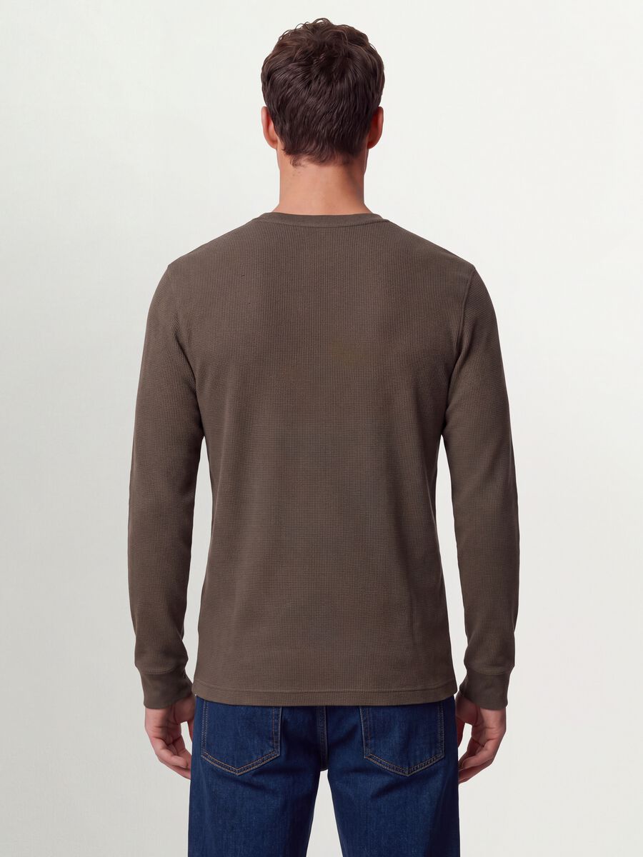 Brown honeycomb viscose-blend regular-fit T-shirt_3