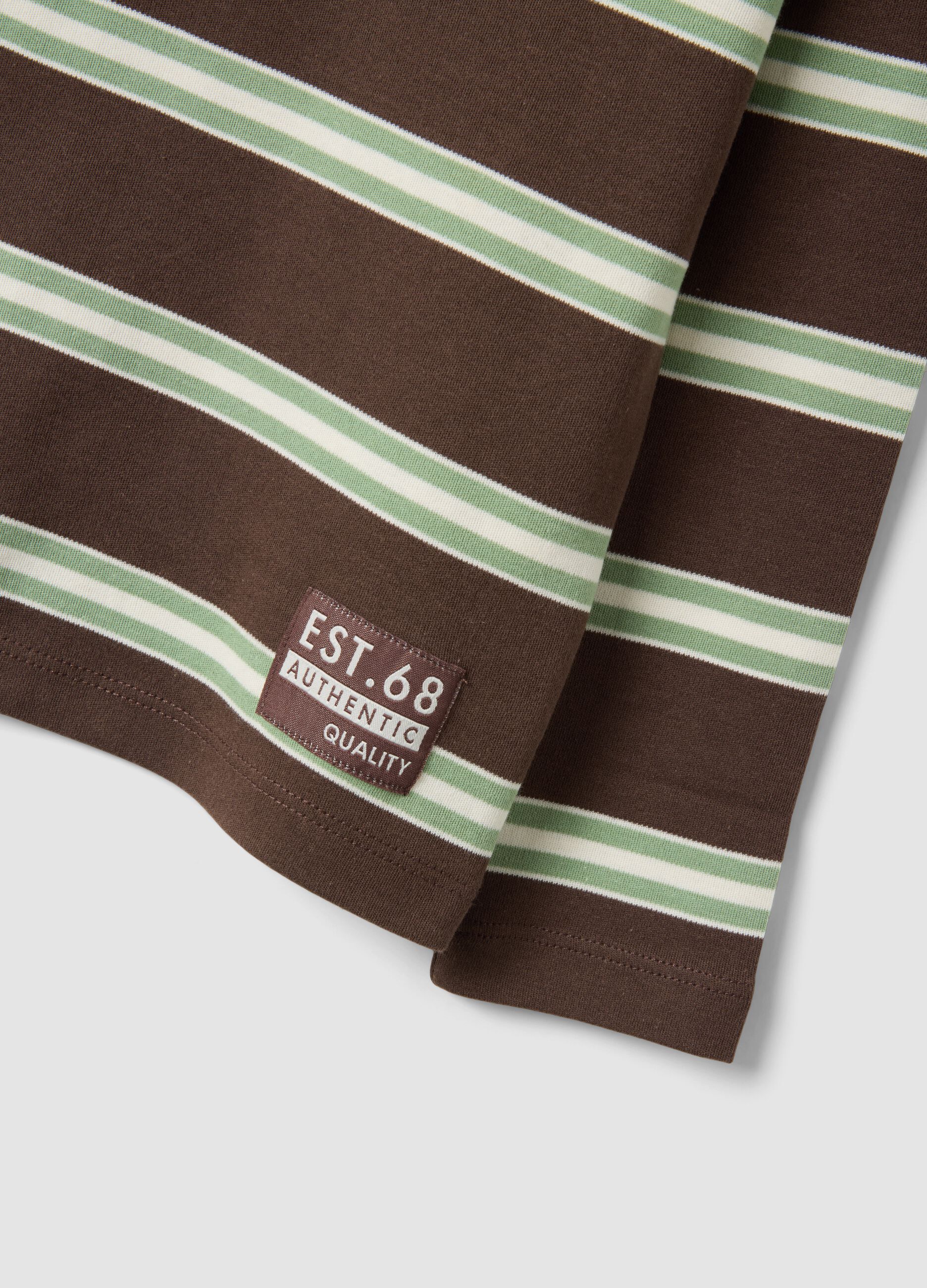 Light brown organic cotton polo-neck T-shirt
