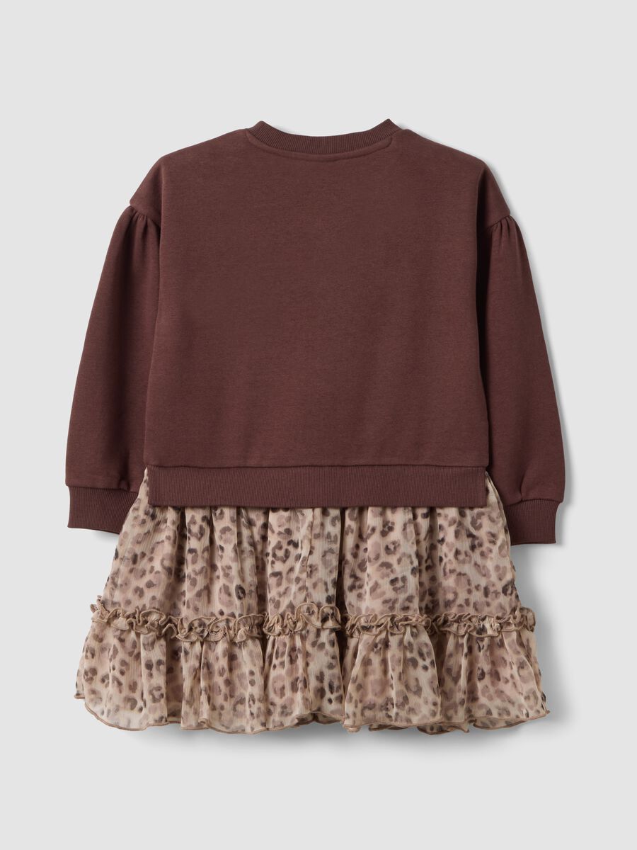 Brown crew-neck cotton-blend Minnie print dress_1