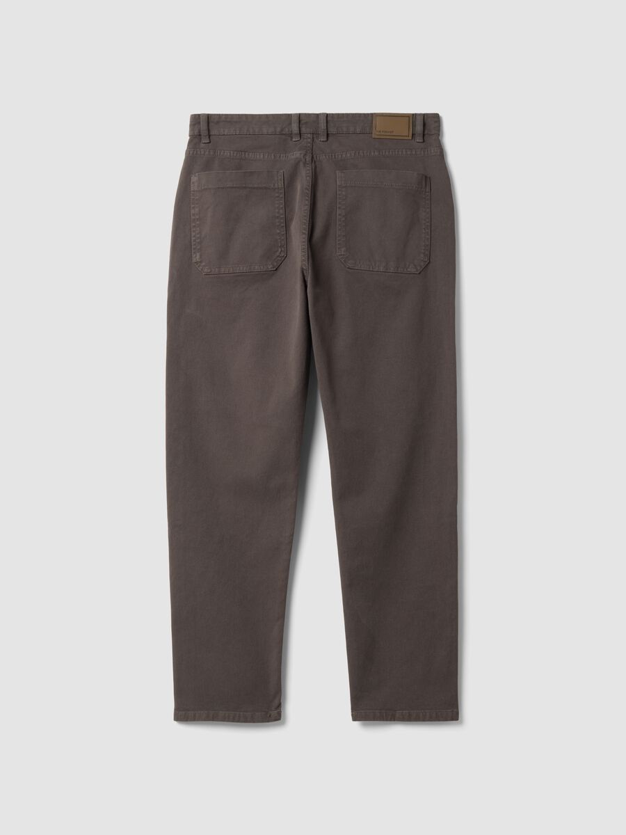 Brown carrot-fit stretch cotton twill trousers_2