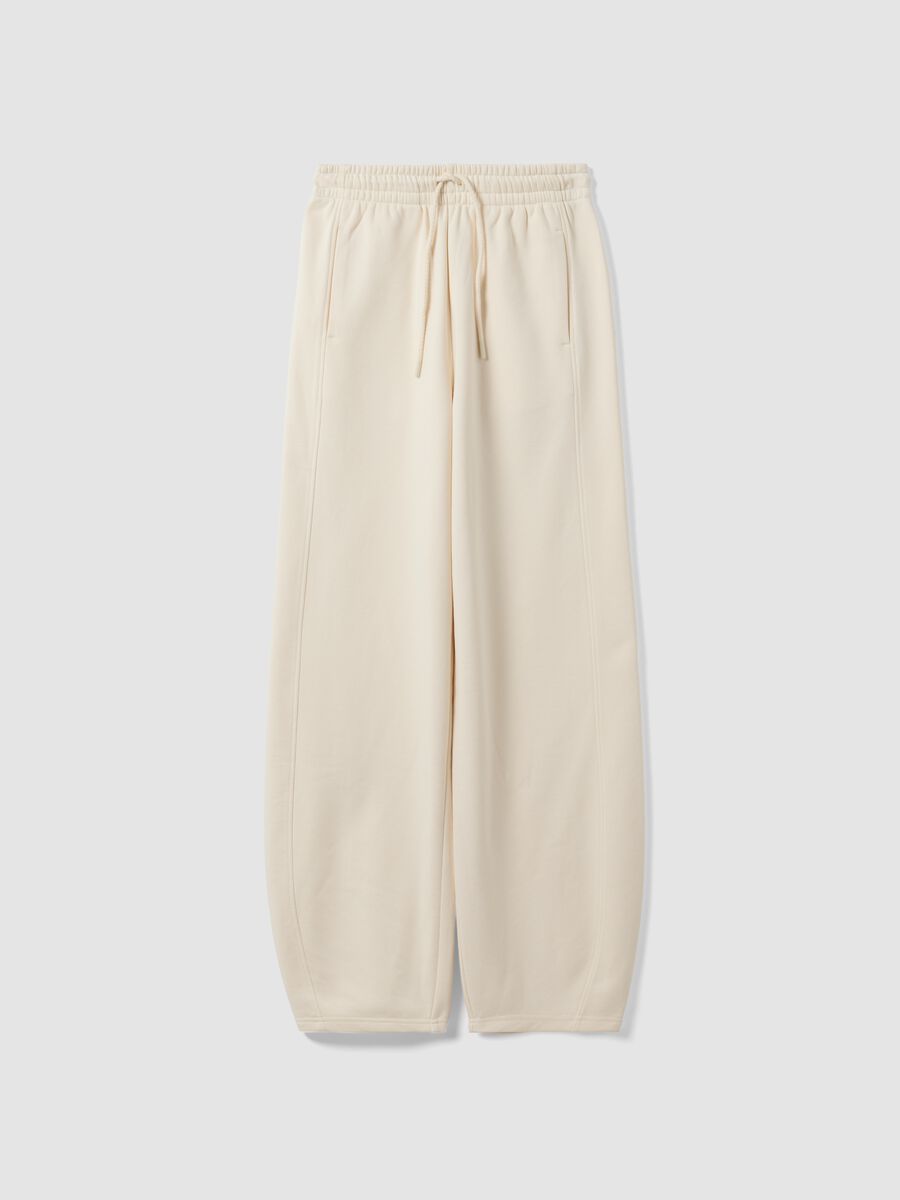 White cotton-blend barrel-fit joggers_5