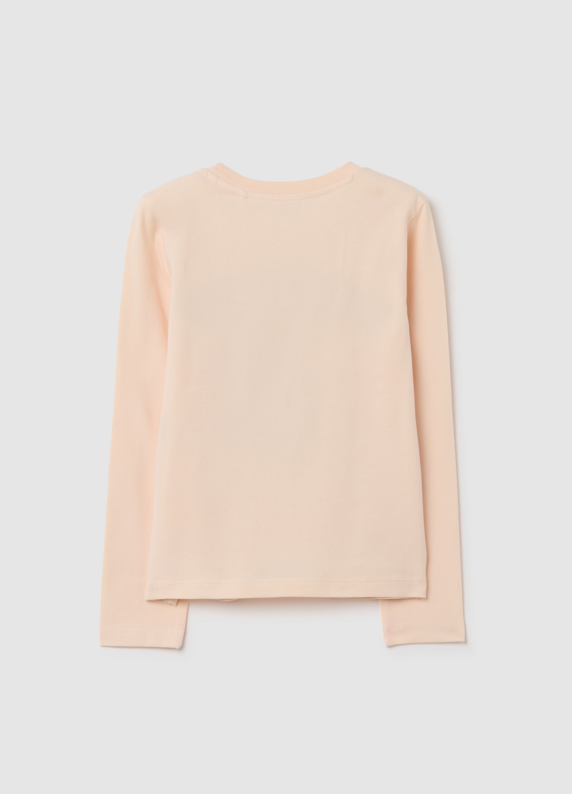 Girls' beige cotton regular fit sweater