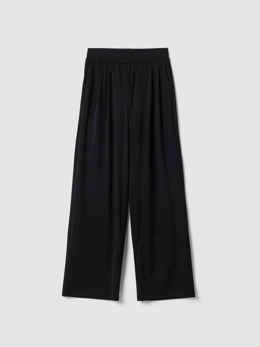 Black Easy Dry wide-leg stretch trousers ALTAVIA STUDIO_4