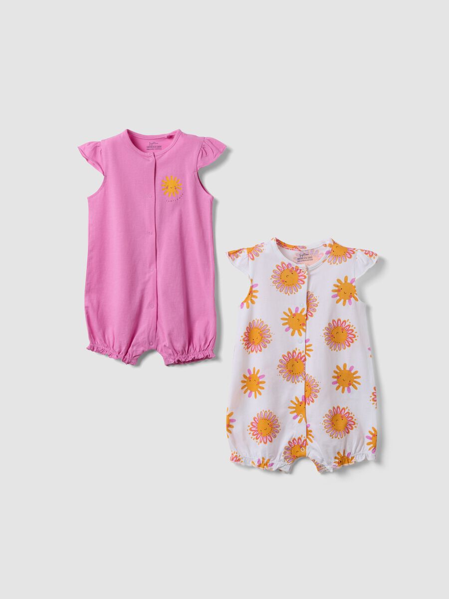 2-pack pink baby rompers in pure cotton_0