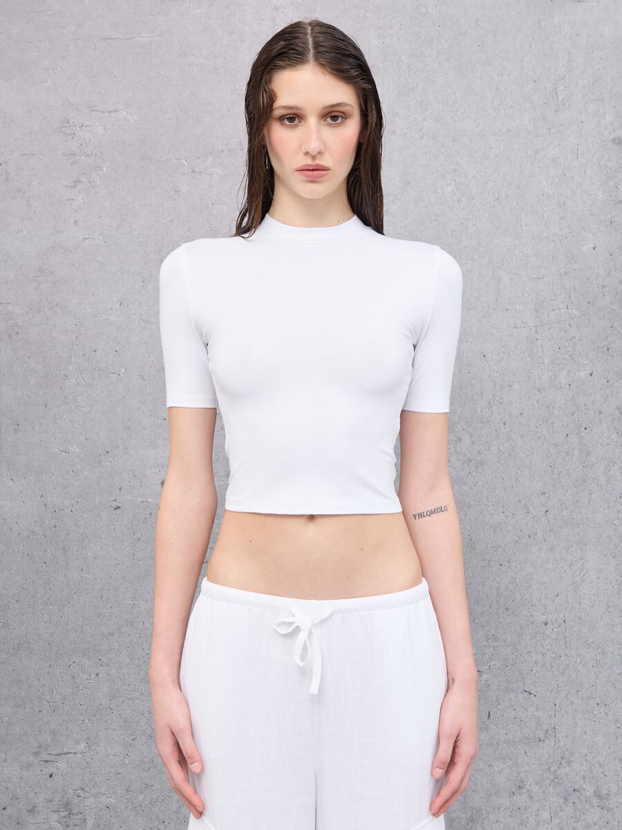 Mockneck White T-shirt_0