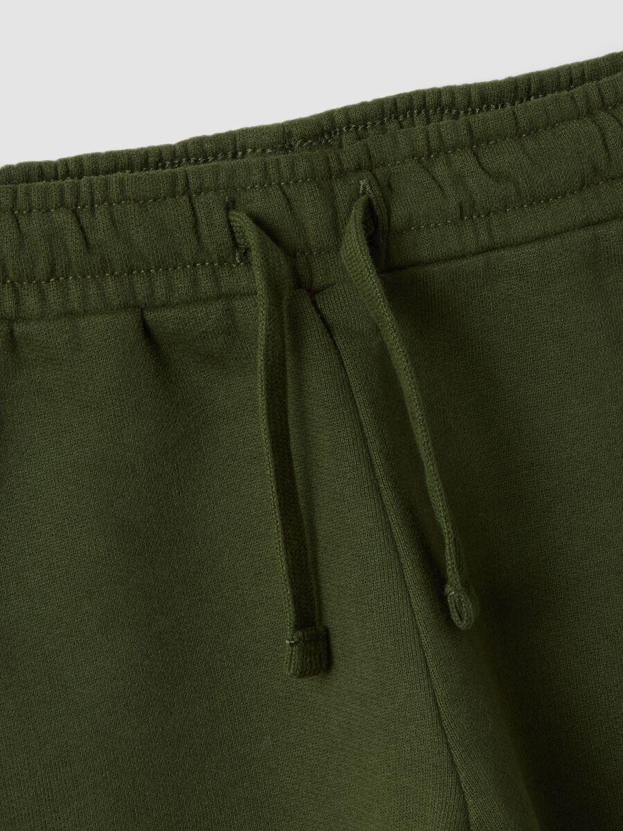 Green pure cotton over-fit joggers with teddy bear print_3