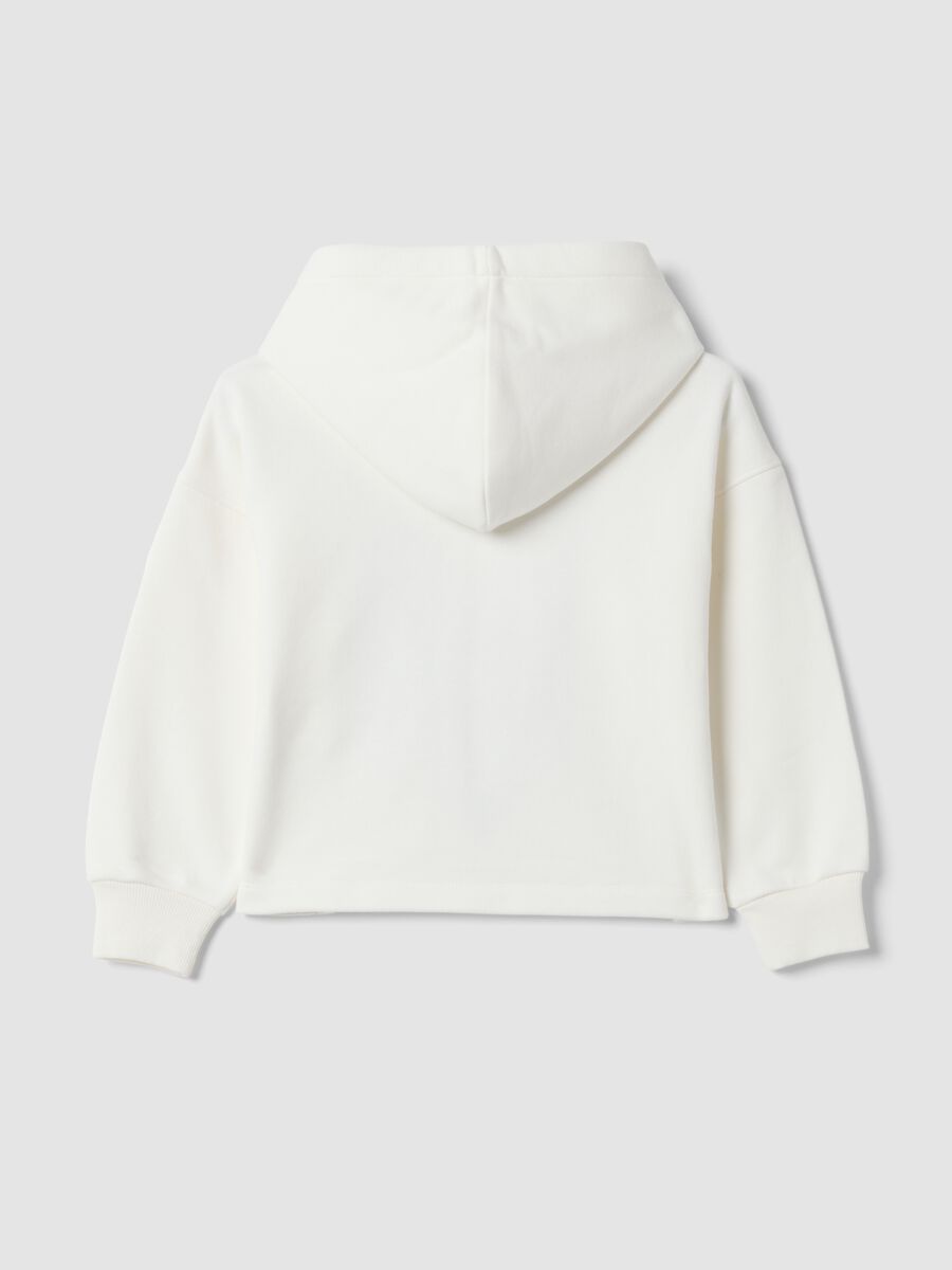 White hooded sweatshirt with teddy bear print in cotton blend_1