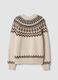 Maglione beige jacquard con Collo rialzato_6