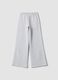 Grey wide-leg cotton-blend trousers with contrast side stripes_2