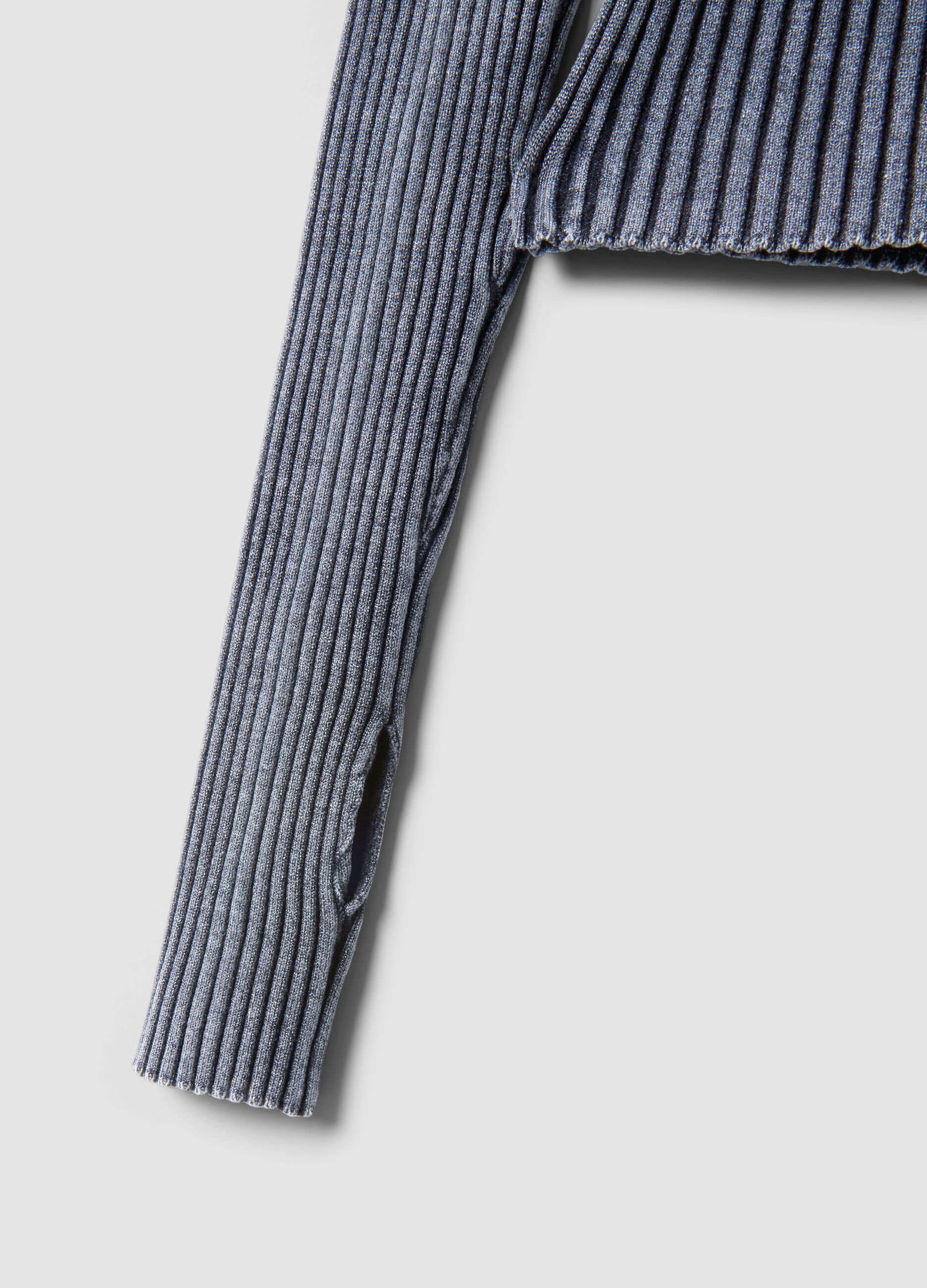 Ribbed Knit Hoodie in Vintage Grey