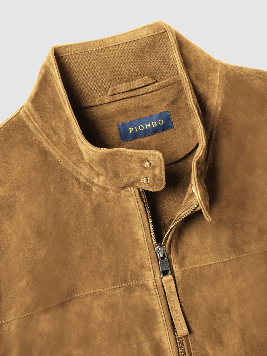Beige Genuine Leather Jacket Regular Fit with Zip_5