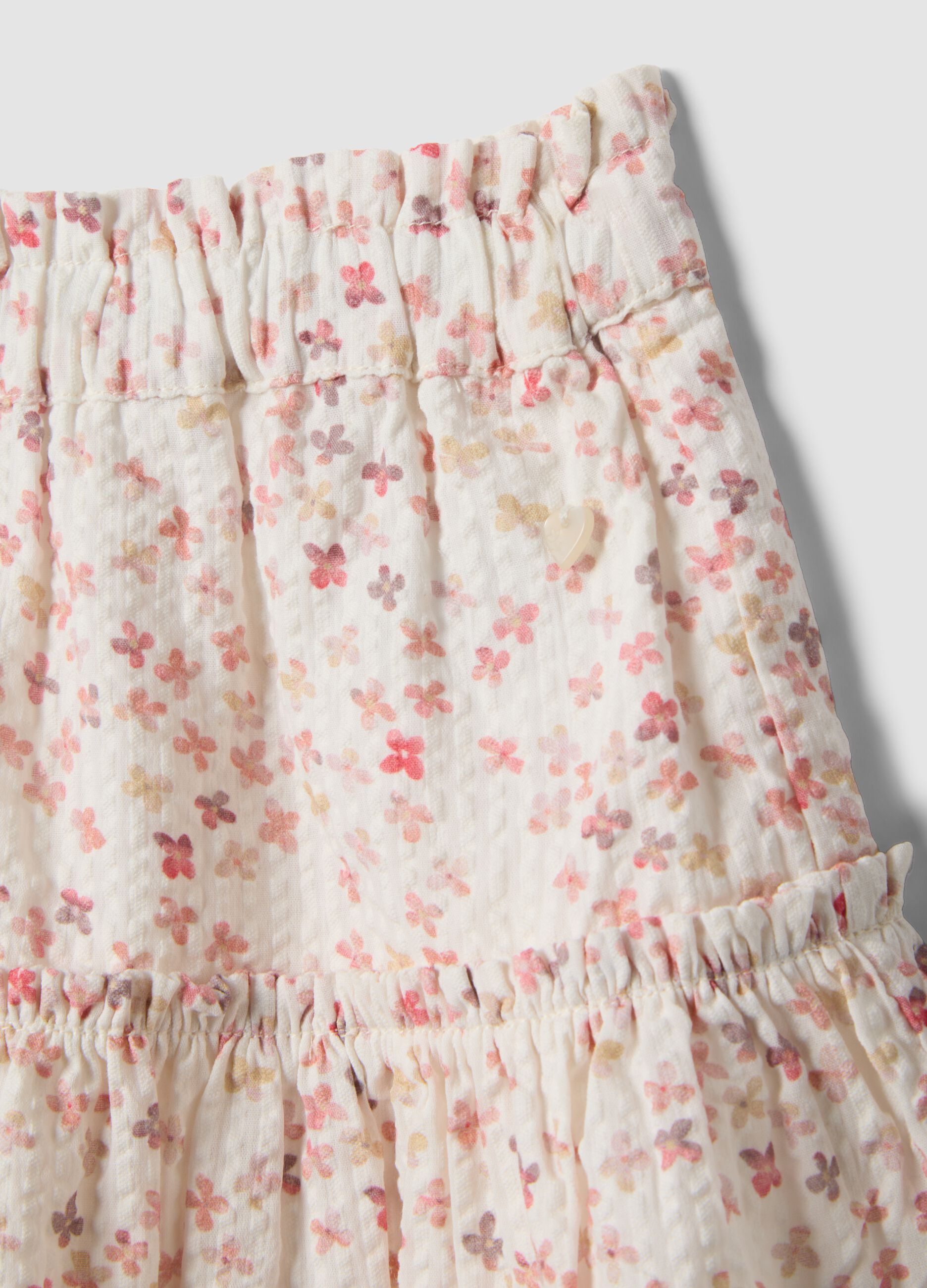 Multicolour pure cotton skirt for girls with floral pattern